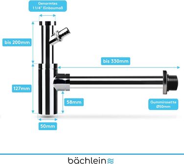 Сифон Bchlein Design універсальний для умивальника та умивальника - Зливний набір Custom-fit - Сифон з отвором для чищення Інструкція з монтажу - Дизайн Сифон Зливний комплект Трубчастий сифон (хромований з підключенням пристрою)