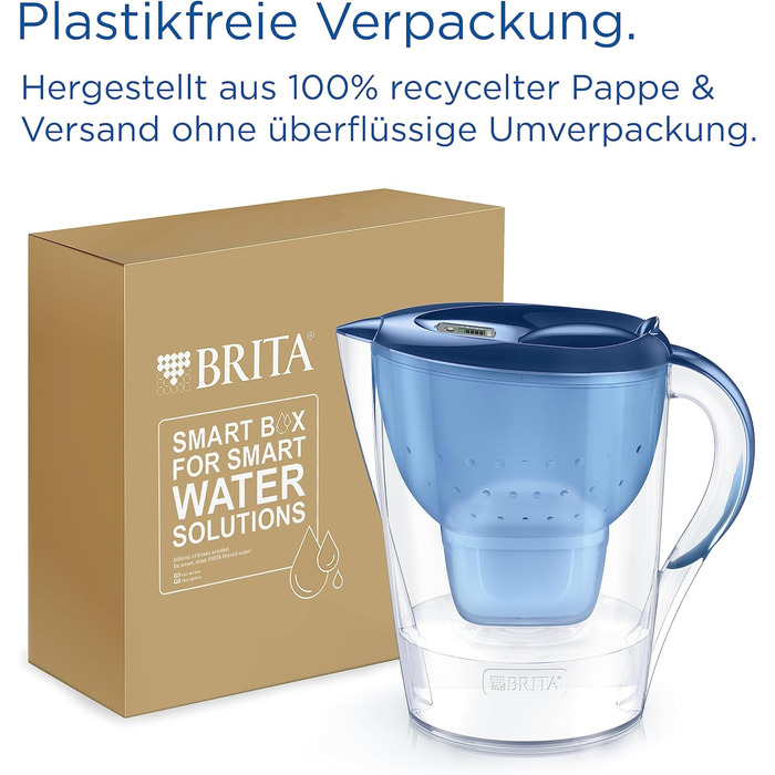 Фільтр для води BRITA Глечик-глечик Marella XL синій (3,5 л) в т.ч. картридж MAXTRA PRO All-in-1 фільтр для води для зменшення вапняного нальоту, хлору, свинцю, міді та речовин, що погіршують смак у воді Неодружений