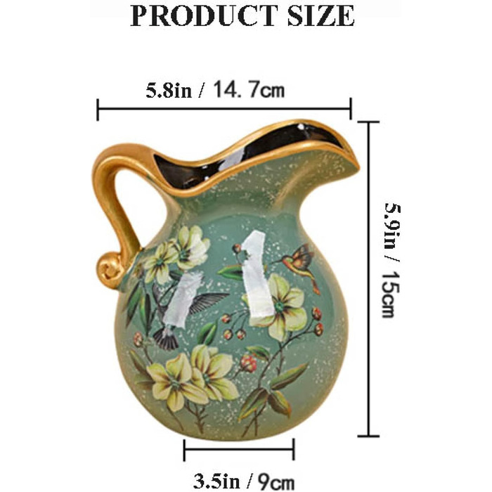 Квіткова ваза Керамічні старовинні декоративні вази Маленький зелений глечик Ретро старовинні порцелянові прикраси для вітальні спальні
