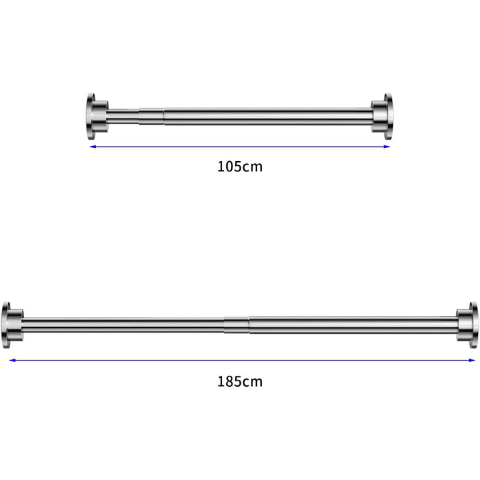Карниз для душових штор Телескопічна штанга з нержавіючої сталі довжиною від 40-230 см на вибір без свердління (штанга 105-185 см)