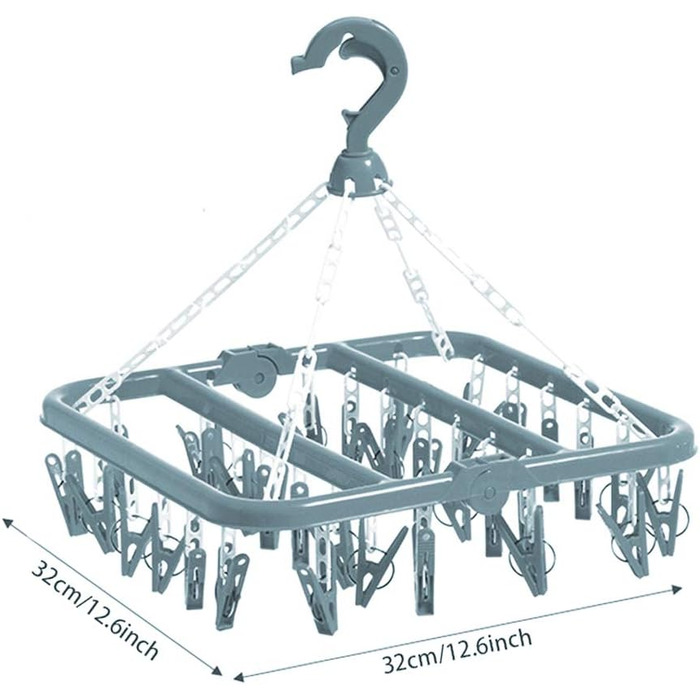 Вішалка для одягу на кліпсах і крапельницях Сушарка для одягу 32 кліпси (світло-блакитна) Блакитна