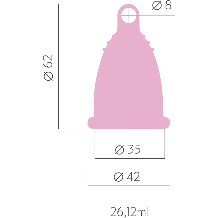 Менструальна чаша, що миється, з медичного силікону, з контейнером для очищення та бавовняним мішечком для зберігання, рожева, розмір M (26 мл)