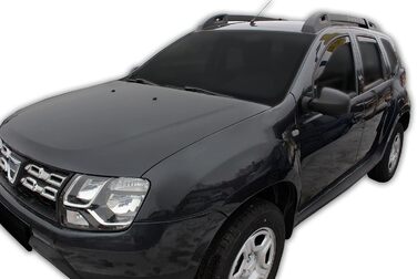 АВТОМОБІЛЬНИЙ СКАУТТ GP Wind Deflector Rain Deflector підходить для Duster 2010-2017, чорний, тонований, набір з 4 шт. , аеродинамічний, акрилове скло