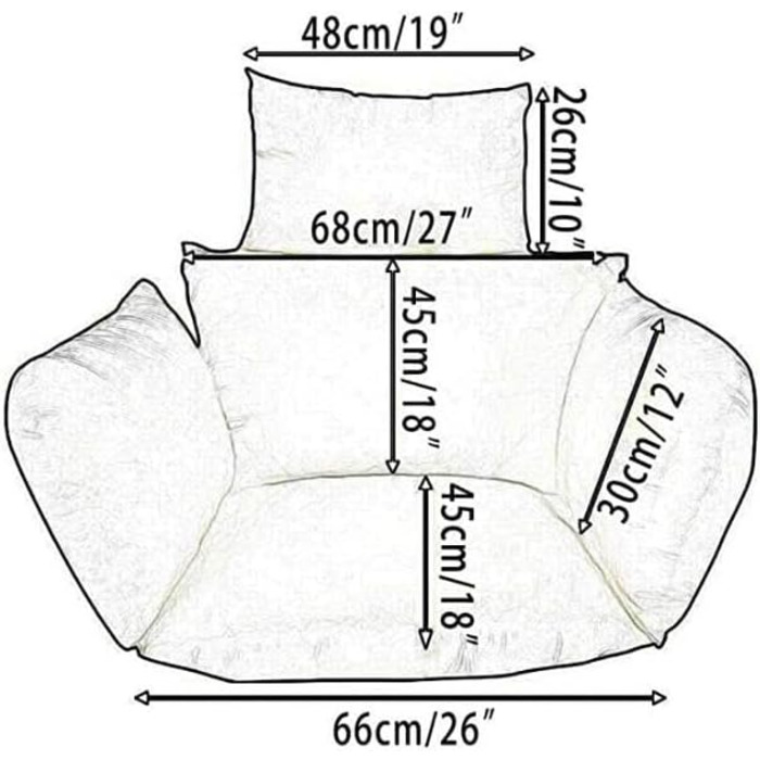 Подушка для сидіння з підвісним кошиком, Чохол для подушки для крісла з підвісним кошиком (без гойдалок), Товста подушка для спинки Nest для вулиці, двору, саду, пляжу, Подушка для офісного крісла (колір червоний) Червоний One Size