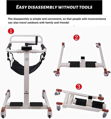 Складаний підйомний інвалідний візок, підйомник для пацієнта вдома, багатофункціональний підйомник для перенесення пацієнтів з м'яким сидінням, підходить для підтримки перенесення крісел у ванній кімнаті людей похилого віку