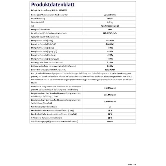 Сушарка класу LG Electronics 61 x 60 x 85 см до 8 кг з тепловим насосом з програмою гігієни барабан з нержавіючої сталі, Білий