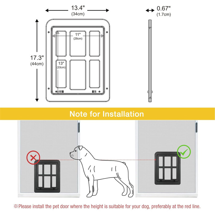 Насолоджуємося дверима для домашніх тварин Заслінка для собак з функцією блокування для розсувних дверей, дверей-ширм, вікна (31 x 36 см) (31 x 36 см)