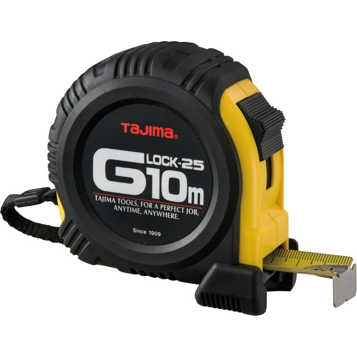 Рулетка Tajima G5PA0MY ajima професійна, ,TAJ-25296,чорна/жовта,10м/25мм 10 м/25 мм чорна/жовта