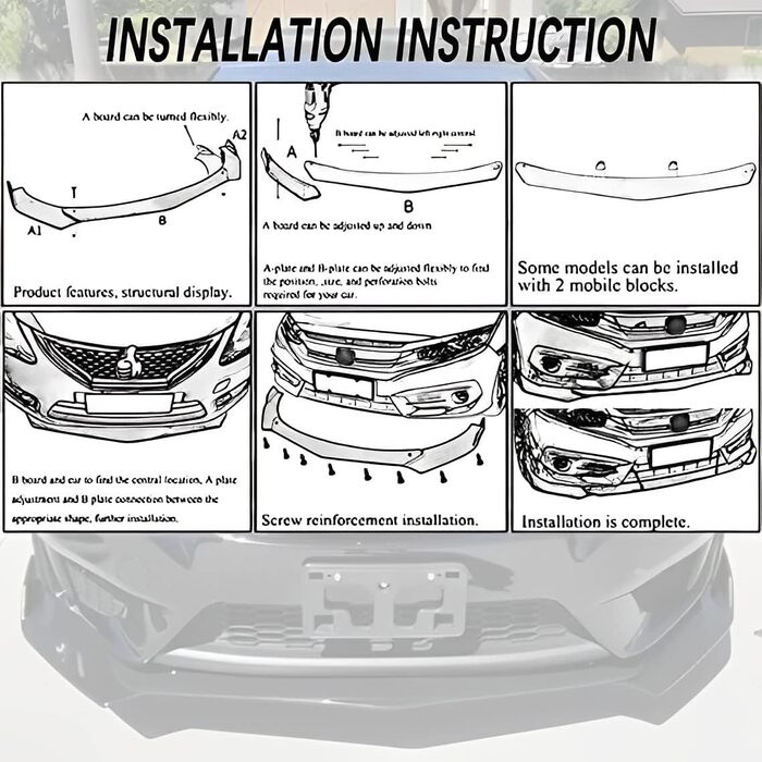 Передній спойлер для BMW X5 F15 2014-2018 M Sport MP, Спойлер для губ бампера Lip Durable AntiCollision Передній спойлер, звичайний A