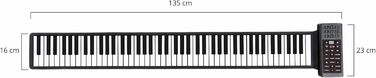 Складане піаніно можна згорнути для транспортування - Літій-іонний акумулятор - Практичне та легке - Чудове для подорожей - Підходить для дітей та дорослих - В комплекті зарядний кабель та педаль, 88 Roll Piano -