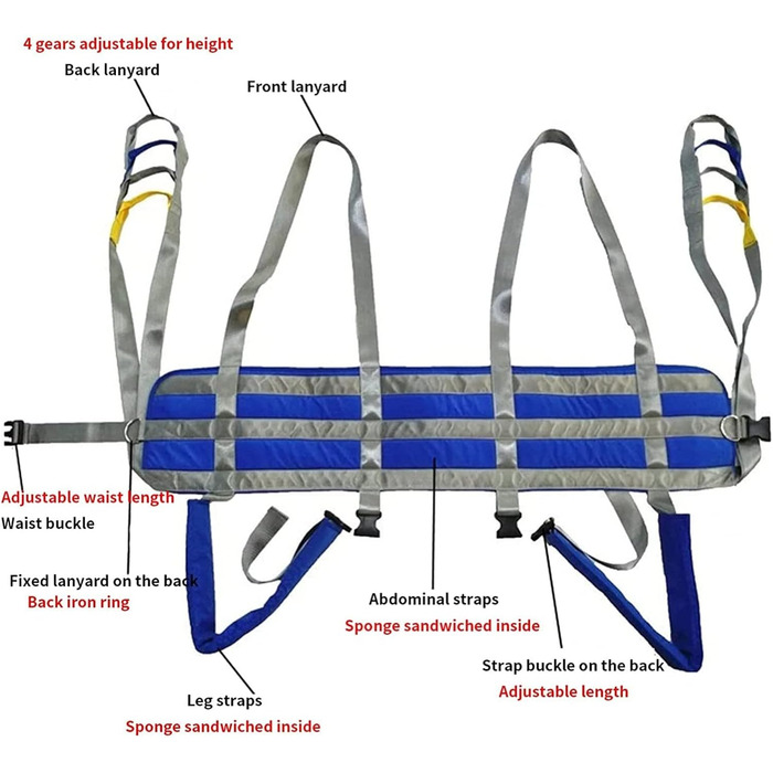 Слінг для роз'ємних ніг для людей похилого віку з обмеженими можливостями, слінг для пацієнтів, ремінь для перенесення сходів, слінг для пацієнта на все тіло, медичні допоміжні засоби для ходьби та стояння, переноски, пацієнти