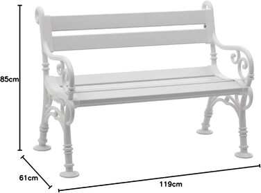 Лавка Blome Linderhof - 2-місна садова лавка для саду, балкона, тераси, паркова лавка в білому кольорі, Зроблено Німеччина
