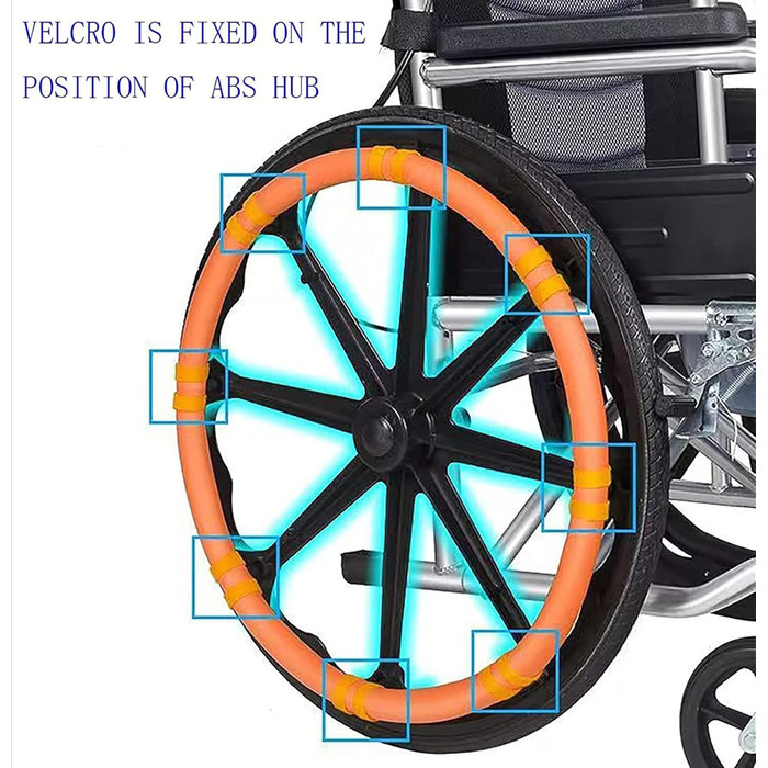 Накладки на поручні інвалідного візка, 1 пара, неслизькі, зносостійкі захисні кільця для штовхачів задніх коліс інвалідного візка, накладки на поручні інвалідного візка, аксесуари для інвалідних візків A 22 дюйма