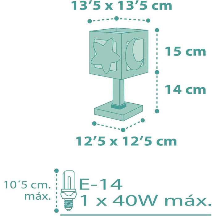 Дитяча настільна лампа приліжкова лампа дитяча кімната місяць і зірки MoonLight зелений, 63231H, E14