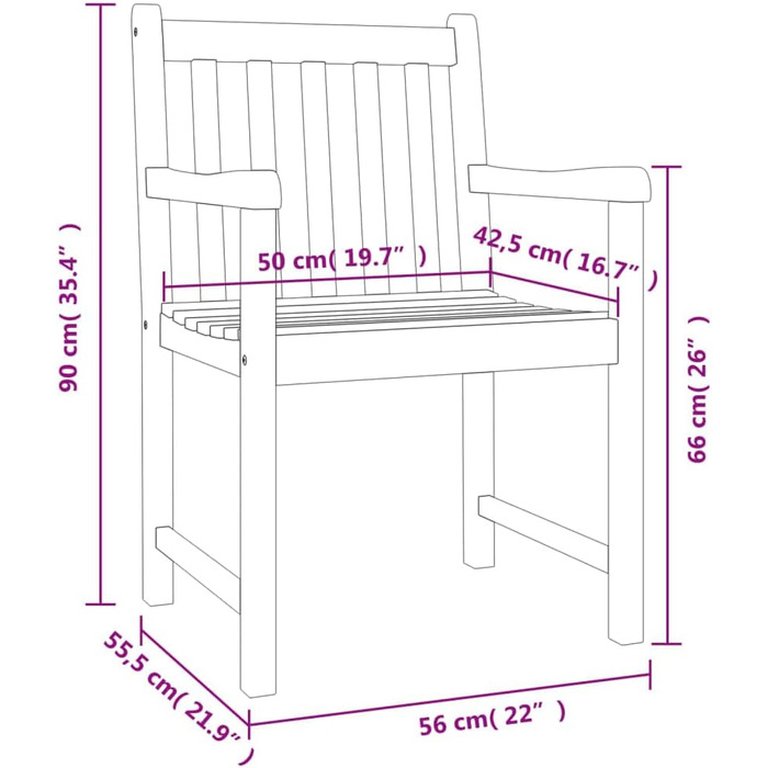 Садові стільці 4 шт., Садовий стілець зі спинкою підлокітників, Дерев'яний стілець Садове крісло рейкового дизайну, Стілець для патіо Обідній стілець, Масив дерева акації