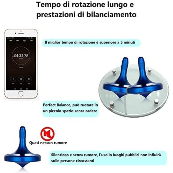 Спінінг з ідеальною стабільністю балансу та тривалим часом обертання, декомпресійна настільна іграшка для зняття стресу EDC з нержавіючої сталі для дорослих (синій)