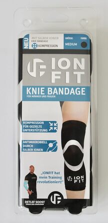 Компресійний рукав Ionfit Compression Sleeve для ніг/колін, рекомендований Detlef Soost, проти запаху, антибактеріальний, розміри S-XXL, чорний, L