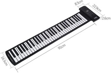 Портативне гнучке електронне 61-клавішне піаніно силіконова MIDI цифрова м'яка клавіатура піаніно гнучке електронне рулонне піаніно oyuncak чорний