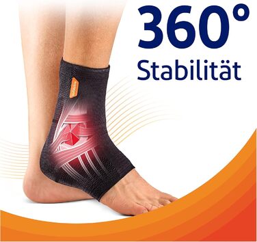 Бандаж для стопи VoltActive Ankle Brace для спорту з сімейства Voltaren, полегшення болю при болях у гомілковостопному суглобі, нестабільності та розтягуванні зв'язок гомілковостопного суглоба Right M (1 упаковка)