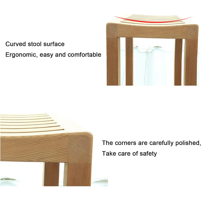 Табурет для сидячого душу, великий водонепроникний дерев'яний душовий табурет, ванна, сидіння для душу, внутрішня зовнішня бритва для ніг, патіо, сад, двір, 44 x 33 x 45 см