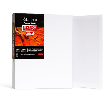 Полотно Elan Thin 40x40, 6-PACK 100 бавовняне полотно для малювання велике, Дошки для малювання для акрилових фарб, Дошка для малювання акрил, Полотно художника велике, Полотно для живопису біле, Розписні тарілки для живопису (20х25 см)