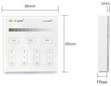 Контролер Miboxer Milight 2.4G 4-зонний настінний контролер TOUCH B1 однотонний колір для світлодіодної продукції