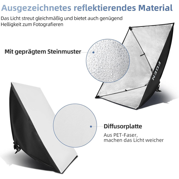 Набір софтбоксів Photo Studio, набір світлодіодного освітлення Softbox 2 x 50 x 70 см з 85 Вт 2700-6400K, 2 м повністю регульована світлова підставка для YouTube, запису відео Tiktok, студійних портретів, фотографії