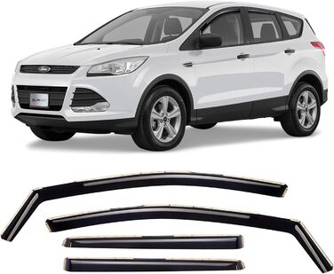 Вітровий дефлектор CLIM ART для/сумісний з Ford Kuga II 2013-2019 Чохол від дощу, дефлектор дощу, інтегровані дефлектори, 4 шт. и, чорний для Ford Kuga 2013-2019, інтегрований