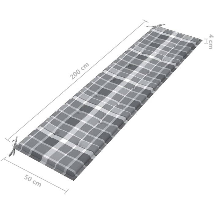 Подушка для садової лавки, Подушка для лавки на відкритому повітрі, Подушка для садової лавки, Подушка для лавки, сірий візерунок в клітинку 200x50x3см Оксфордська тканина