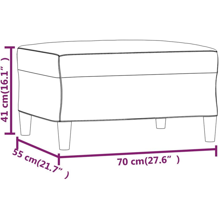 Підставка для ніг з чорної тканини, 70 x 55 x 41 см, 349307