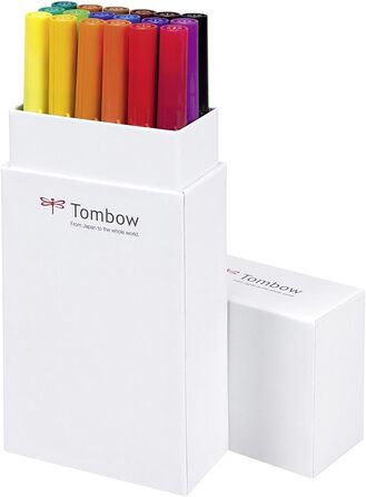 Ручка Tombow 18 Fiber Pen (основні кольори) Ручка з двома наконечниками ручка Fudenosuke Brush жорстка м'яка Акварельні, на водній основі, нетоксичні, без кислот і запаху