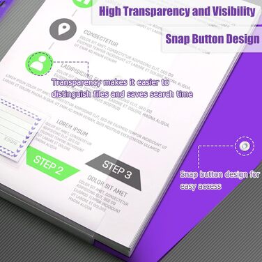 Папка для документів A4 Vakki 12 шт. Прозорий пакет для документів A4 6 кольорів Папка для документів A4 Сумка з 11 отворами, кнопкою фіксації та кишенею для етикеток для впорядкування документів