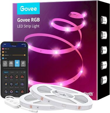 Світлодіодна стрічка Govee Bluetooth RGB світлодіодна стрічка з керуванням програмою, зміна кольору, синхронізація музики, 64 сюжетний режим, струнні світильники для спальні, вітальні, дому, бару, вечірки, вечірки (40M)