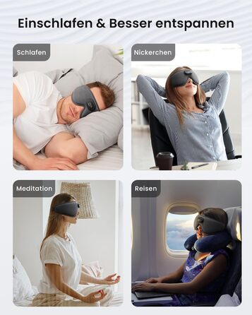 Маска для сну з Bluetooth V5.2, RENPHO Ultra Soft Sleep Headphones 3D Blackout Wireless Sleep Mask for side Sleepers, Comfort Night Eye Mask, White Noise Eye Mask