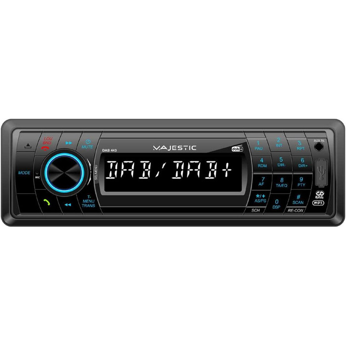 Автомагнітола Bluetooth, CD/MP3-плеєр, USB/SD/AUX-IN, 180 Вт (45 Вт x 4 канали), складні передні двері, чорний, 443 RDS FM/DAB PLL