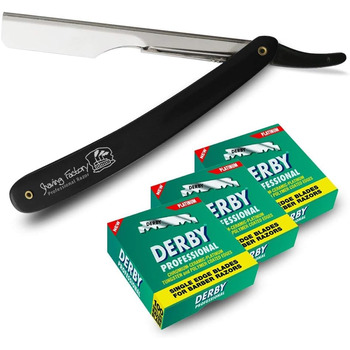 Набір для гоління Factory для гоління Barbiere, Derby Professional Single Edge Razor Blades і Shaving Factory Straight Razor, 100 Derby and Shaving