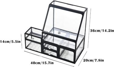 Органайзер для косметики та догляду за шкірою, велика місткість, органайзер для макіяжу з шухлядою та ручкою зі страз, футляр для зберігання косметики, прозорий пилонепроникний Li