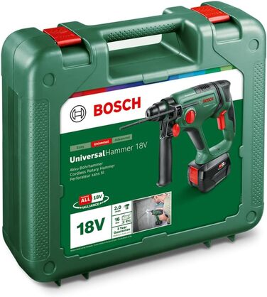 Акумуляторний перфоратор Bosch UniversalHammer 18V ( акумуляторна батарея 4,0 Ач система 18 вольт для свердління, перфорації, довбання та загвинчування в кейсі) Комплект 1 акумуляторна батарея 4,0 Ач UniversalHammer 18V Новий