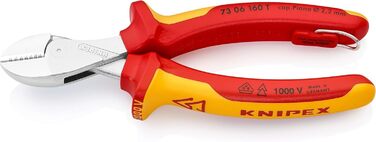 Компактні діагональні кусачки Knipex X-Cut, хромовані, ізольовані багатокомпонентними оболонками, випробувані VDE з вушком для кріплення страхувального пристрою 160 мм (карта SB/блістер) 73 06 160 T BK