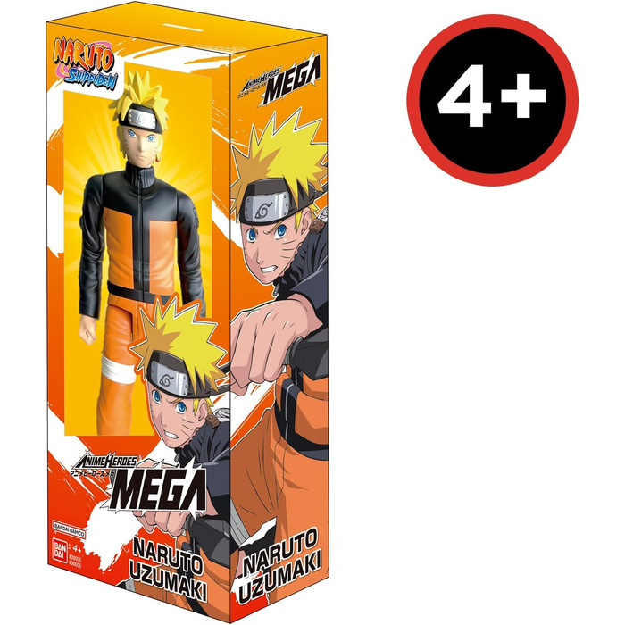 Герої аніме - Naruto Shippuden - Фігурка манги Anime Heroes Mega 30 см - Naruto Uzumaki - Офіційна ліцензія Naruto - Велика шарнірна фігурка Наруто - Іграшка для дітей віком від 4 років - 38151