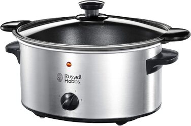 Повільна плита Russell Hobbs каструля з антипригарним покриттям 3,5 л Мультиварка з нержавіючої сталі (3 налаштування температури та функція підтримки тепла, 160 Вт) Мультиварка 22740-56