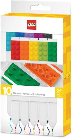 Маркери IQ LEGO Iconic Stationery 10 креативна швидковисихаюча гелева ручка з тарілкою LEGO - набір з 10 кольорів, тонке мереживо 0,7 - канцелярське письмове приладдя