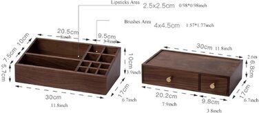 Органайзер для зберігання макіяжу Коробка для зберігання косметики з масиву дерева, Міцний органайзер для догляду за шкірою в стилі ретро, Ювелірні вироби, Макіяж, Пензлики, Губні помади, Контейнер для лаку для нігтів, Коробка для зберігання