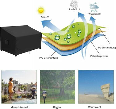 Чохол садова лавка для лавки 2-місна, відкритий захисний чохол для шезлонгів, 420D Оксфорд водонепроникний і анти-ультрафіолетовий садові меблі лаунж чохли захисний чохол для шезлонга диван (138 * 99 * 61/89см)