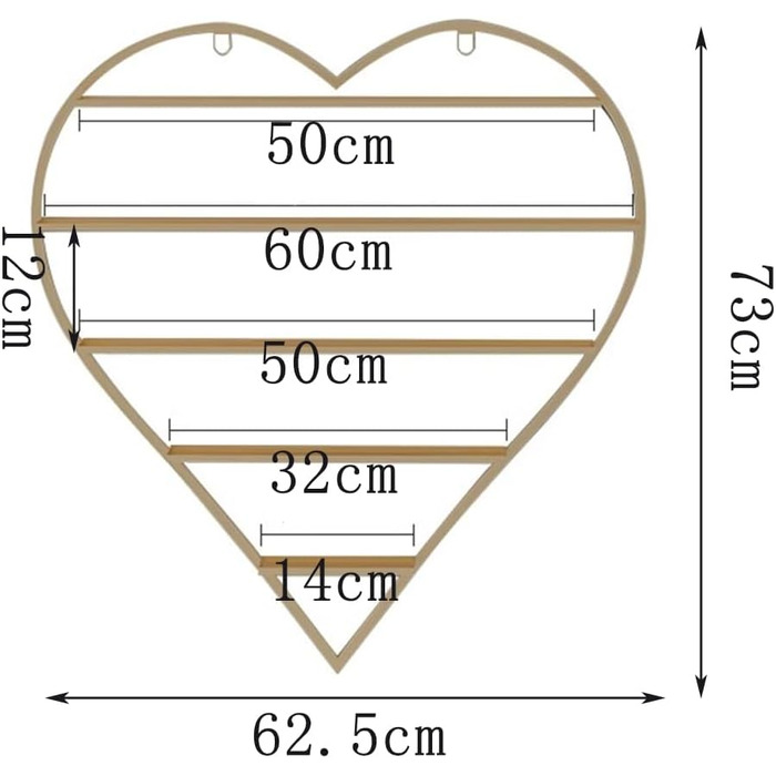 Рівнева настінна стійка для лаку для нігтів, металева підставка для флаконів парфумів у формі серця, багатофункціональна полиця для зберігання, золото, 5-