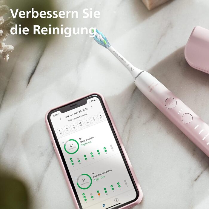 Електрична зубна щітка Philips Sonicare DiamondClean, серія 9000, спеціальне видання - звукова зубна щітка, засіб для чищення зубів, 4 шт. C3 Premium Plaque Defense насадки, рожева (модель HX9911/79)