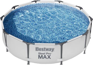 Комплект каркасного басейну Bestway Steel Pro MAX з фільтруючим насосом Ø 305 x 76 см, світло-сірий, круглий одинарний