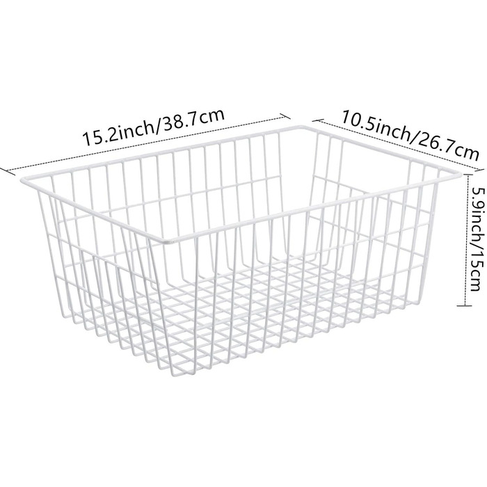 Дротяні кошики для зберігання Redrubbit, великі, фермерські, металеві, морозильна камера, ящики для зберігання з ручками для кухонних шаф, комори, шаф, спальні, ванної кімнати, 6 шт. , білі
