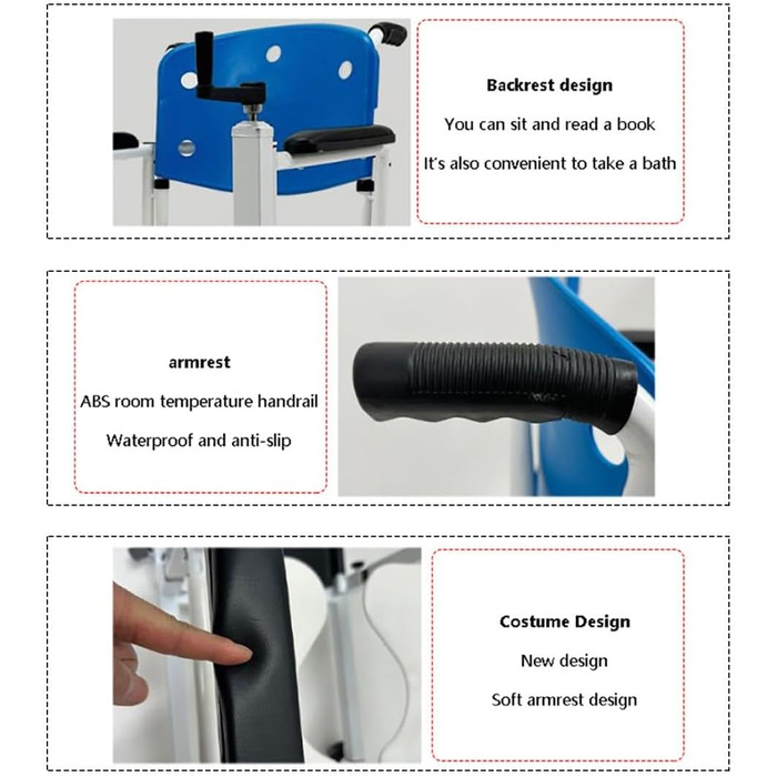 Підйомне крісло для перенесення пацієнта, туалетне крісло для людей похилого віку, допоміжний засіб для вставання в ліжку, підйомник для пацієнтів, туалетне крісло з ліжком з розділеним сидінням A на 180
