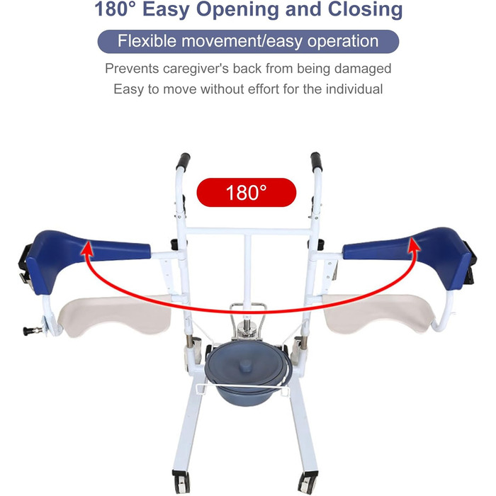 Гідравлічне крісло для перенесення пацієнта з розділеним сидінням на 180 для дому, багатофункціональне перенесення інвалідного крісла, регульована висота сидіння, крісло для душу зі спинкою та горщиком, Toile